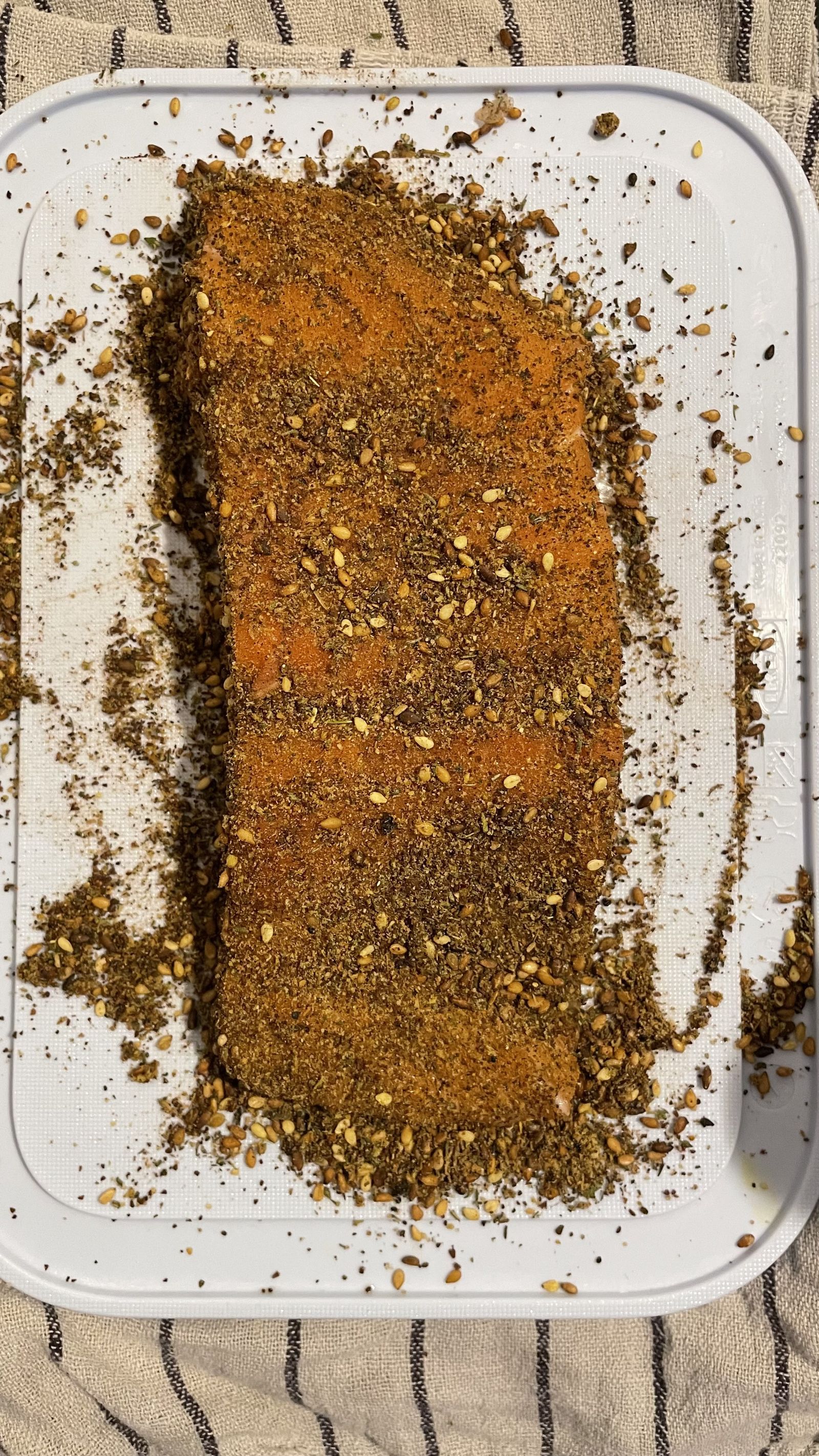 Spiced fish fillet with a dukkah crust