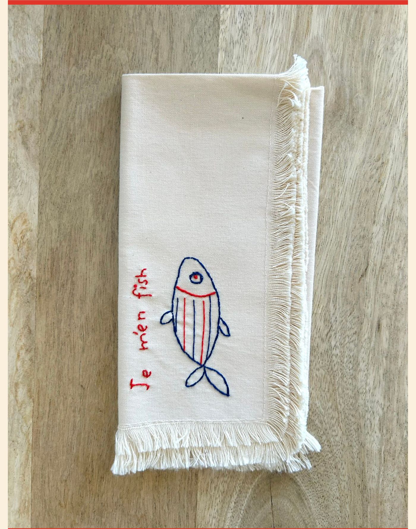Hand-embroidered napkin, Sofr'art